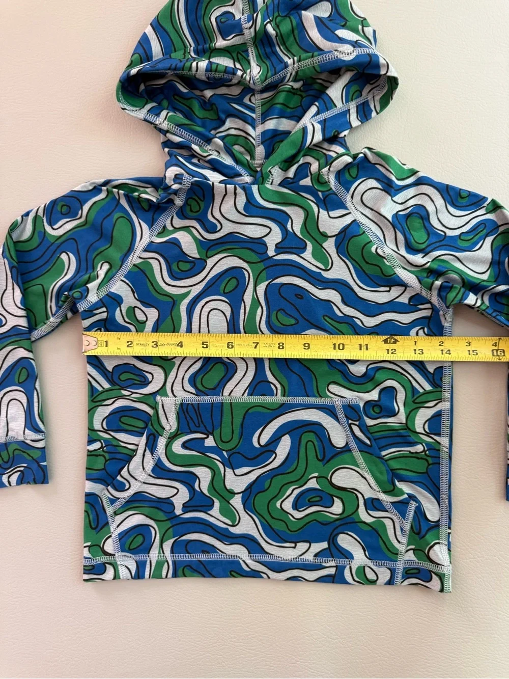 Hanna Andersson Kids UV UPF Sun Hoodie Blue Green Camo Wave print 5T 110cm